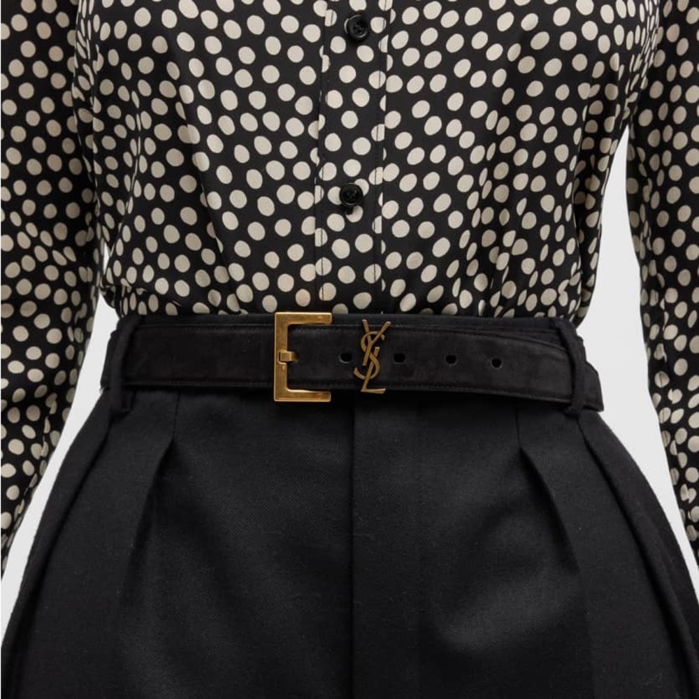 MSRP $695 NWT! Rare!!! AUTHENTIC Saint Laurent YSL Monogram Suede Belt SIZE 80 - Picture 1 of 16